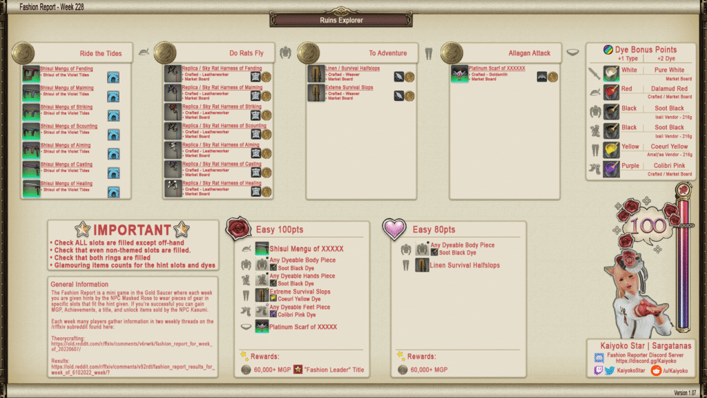 FF14 Fashion Report | Tips for Success in the Fashion Report FFXIV